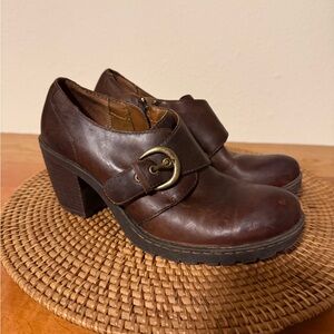 BOC Chic Brown Leather Heeled Boots for Women